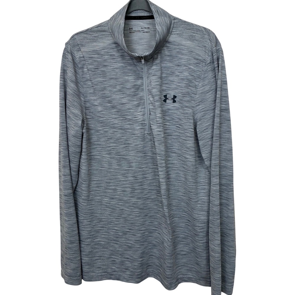 Under Armour Mens Fitted HeatGear 1/4 Zip Pullover Grey Space Dye XL